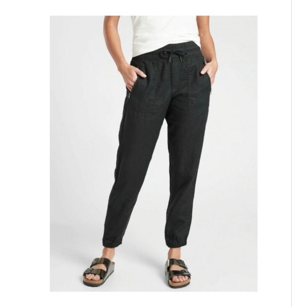 Athleta Cabo Linen Jogger Pants Black size 6P